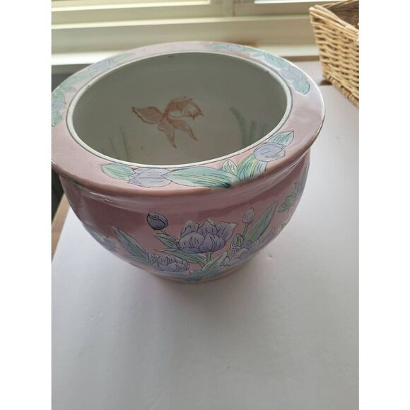 Vintage Other - Vintage Chinese porcelain Planter or fish bowl pot hand painted flowers